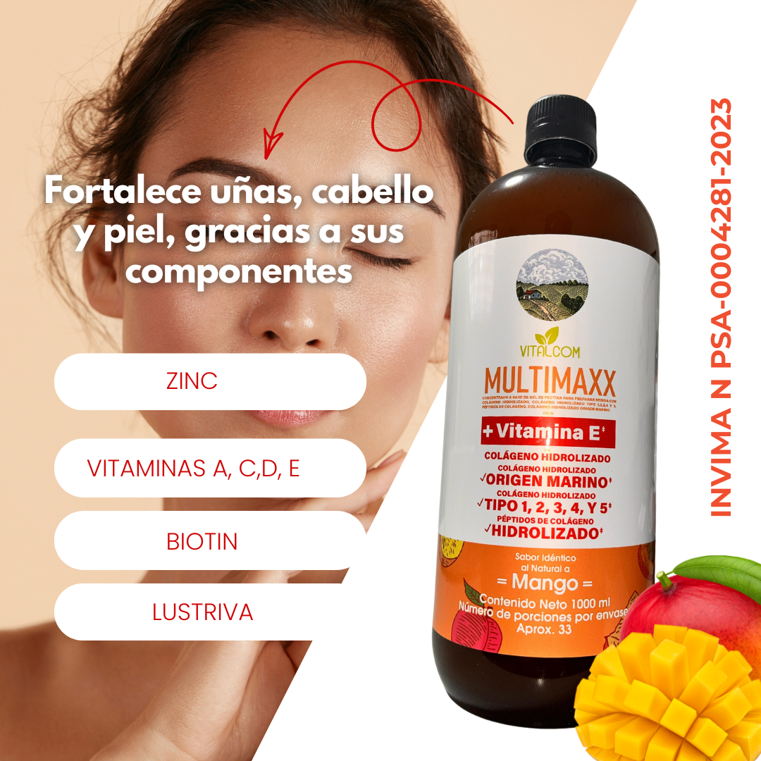 "Multimaxx Mango Tú Colágeno Marino Que Te Devuelve la Juventud Desde Adentro